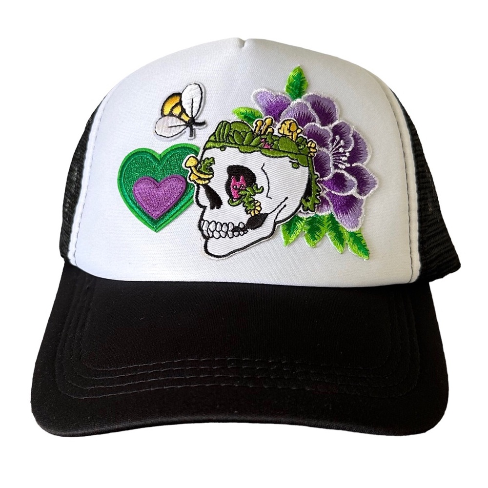 Trucker Hat with Embroidered Patches